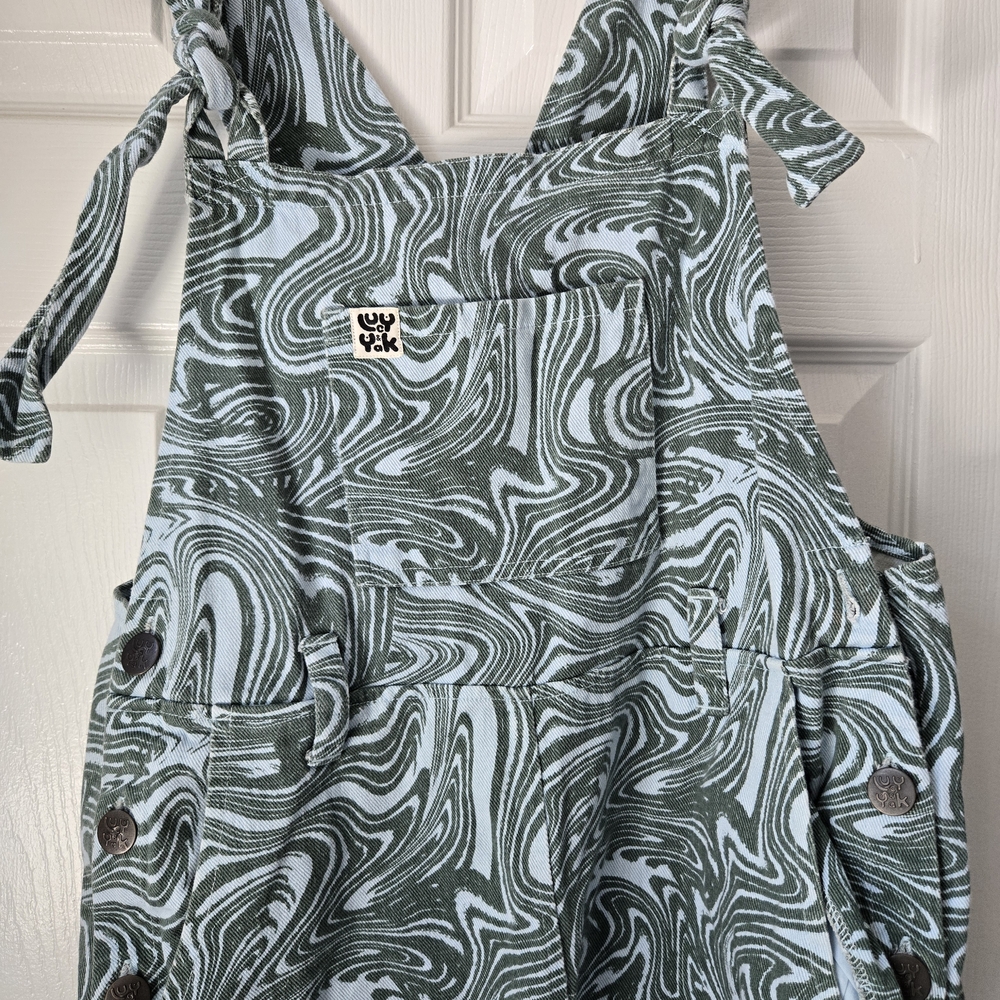 Lucy And Yak Swirled Green and White Overalls